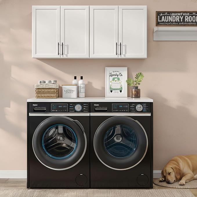 Furnaza 48" W Wall Cabinets for Laundry Room with Adjustable Shelf | White Upper Kitchen Wall Mounted Cabinets With Two Shaker Doors for Bathroom,Garage,12"D x 22"H,Floating Hanging Storage