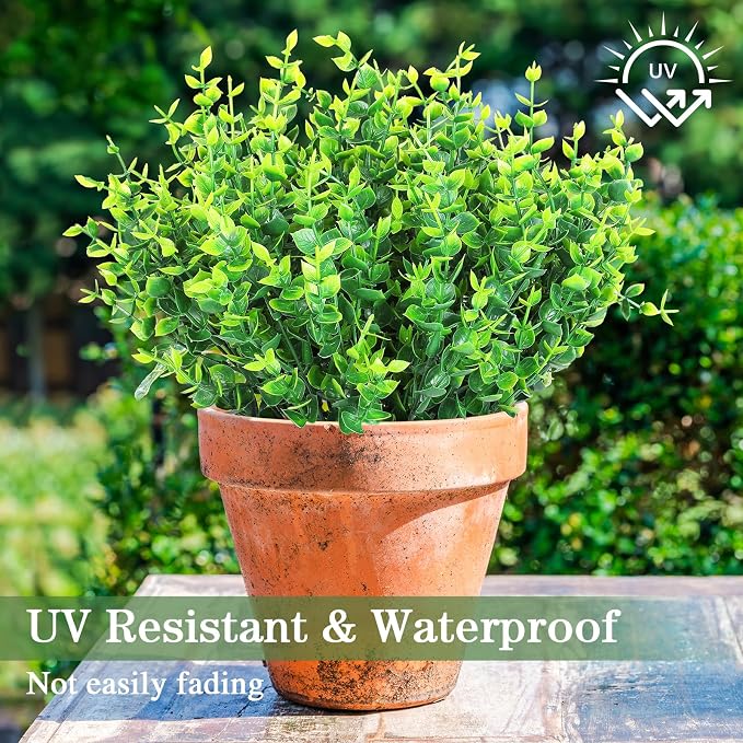 AGIRL Fake Plants,Artificial Plants for Outdoor Indoor Garden Patio Decor | 24 Bundles,No Fade Faux Plastic Greenery Stems for Hanging Porch Window Box Home Farmhouse,St Patricks Day Decoration