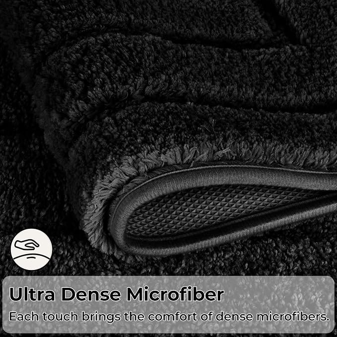 GRANNY SAYS Black Bathroom Rug 71" x 24", Non-Slip Microfiber Bath Mat | Ultra-soft, durable TPR backing for reliable grip, fast water absorption, machine washable for Vanity, Shower, Tub