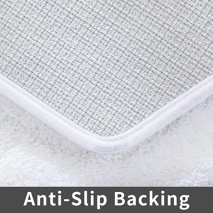 COSY HOMEER Non-Slip Bath Mat Extra Thick Absorbent Plush Washable | 24"x36" White Non-Slip Extra Thick Plush Absorbent Machine Washable Bath Mat Bathroom Rug Floor Tub Shower