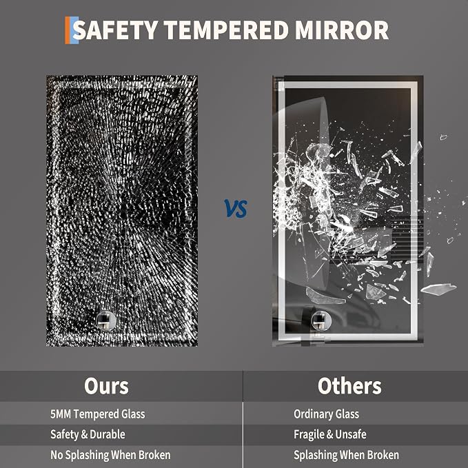 Large LED Bathroom Mirror 60x36 Inch - Frontlit & Backlit Frameless Wall Vanity Mirror with Stepless Dimming, Adjustable Color Temp, Anti-Fog Defogger, Smart Memory & 3X Suction Mirror, Sha