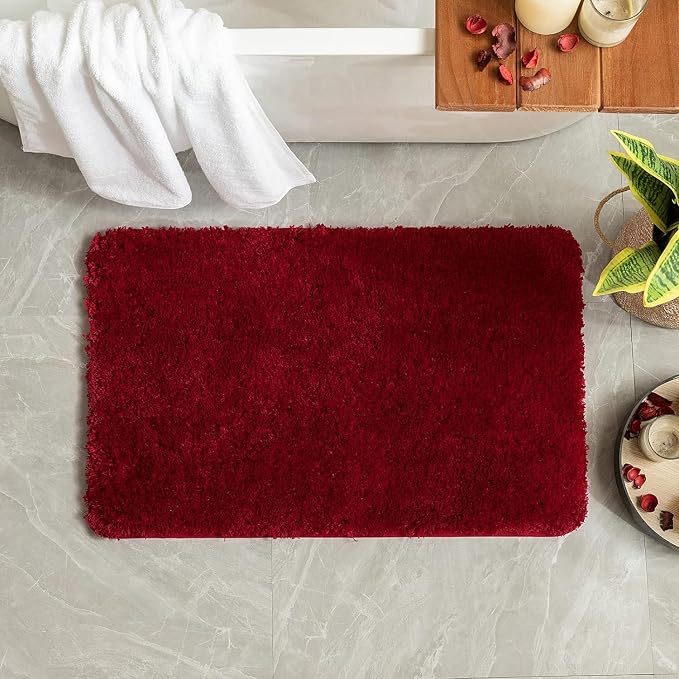 MIULEE Red Large Bathroom Rugs Soft Microfiber Bath Mat 24x36 Inch | Absorbent, Non Slip, Quick Dry, Fluffy Bath Rugs for Bathroom Floor Tub Showers, Machine Washable