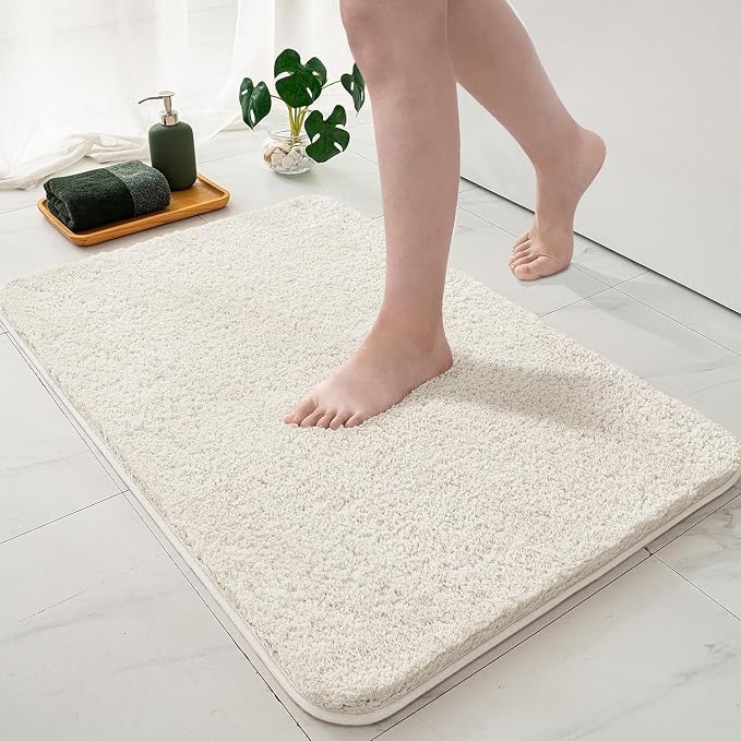 MIULEE Ivory Large Bathroom Rugs Soft Microfiber Bath Mat 24x36 Inch | Absorbent, Non Slip, Quick Dry, Fluffy Bath Rugs for Bathroom Floor Tub Showers, Machine Washable