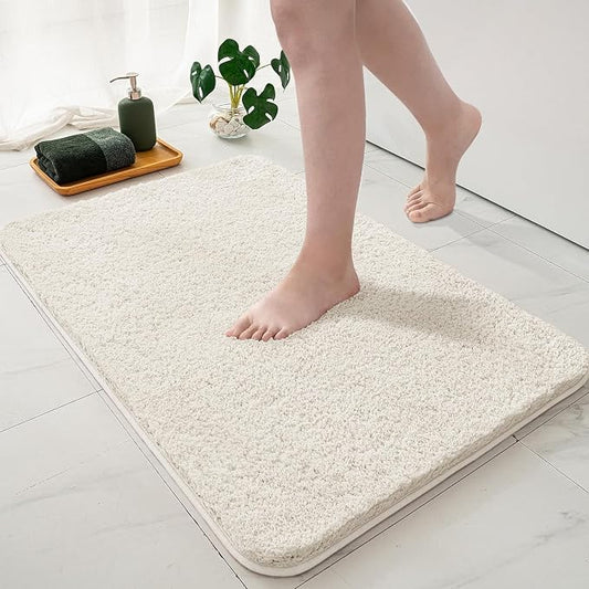 MIULEE Ivory Large Bathroom Rugs Soft Microfiber Bath Mat 24x36 Inch | Absorbent, Non Slip, Quick Dry, Fluffy Bath Rugs for Bathroom Floor Tub Showers, Machine Washable
