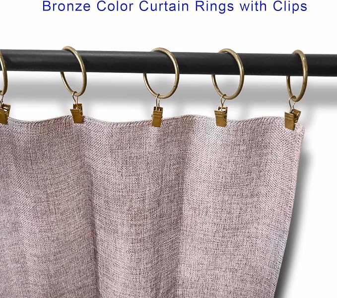 LLPJS 60 Pack Metal Curtain Rings with Clips, Curtain Clip Rings Hooks for Hanging Drapery Drapes Bows, Curtain Rod Rings 1.5 inch Interior Diameter, Bronze