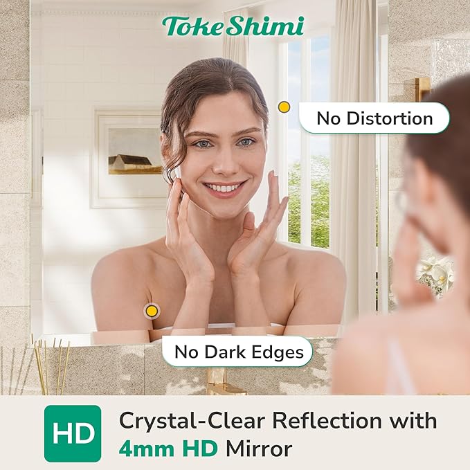48x24 Beveled Frameless Bathroom Mirror Decorative, Bathroom Vanity Mirrored with 1" Beveled Edge, Shatterproof Modern Frameless Mirror Rectangle for Living Room, Entryway, Restroom
