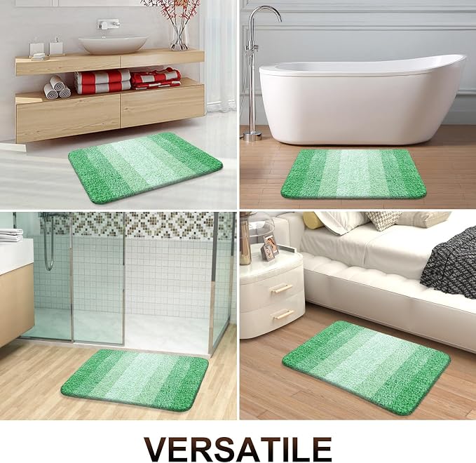 OLANLY Bathroom Runner Rug 47x24, Extra Soft Absorbent Microfiber Bath Rugs | Green, Non-Slip Quick-Drying Rubber Backing, Machine Washable Long Bath Mat for Floor, Tub and Shower, Home Decor Accessories