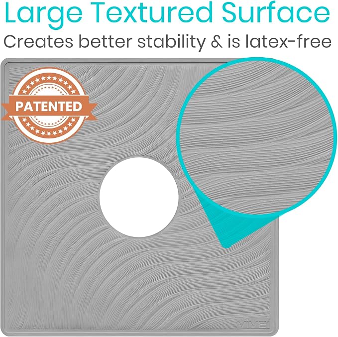 Vive Shower Mat - 22" by 22" Square Non Slip Large Bath Mat for Bathtub - Patented Design - Suction Cup Traction Skid Pad for Stalls Floors Tub - Textured Rubber with Drain Hole | Patented Design - Suction Cup Traction Skid Pad for Stalls Floors Tub - ...
