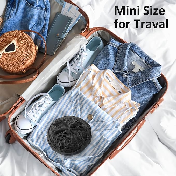 TECHMILLY Collapsible Mesh Pop Up Laundry Hamper with Sturdy Handles and Side Pocket - Portable Foldable Clothes Baskets for Dorm, Bathroom & Travel Storage (Black, 3 Packs)