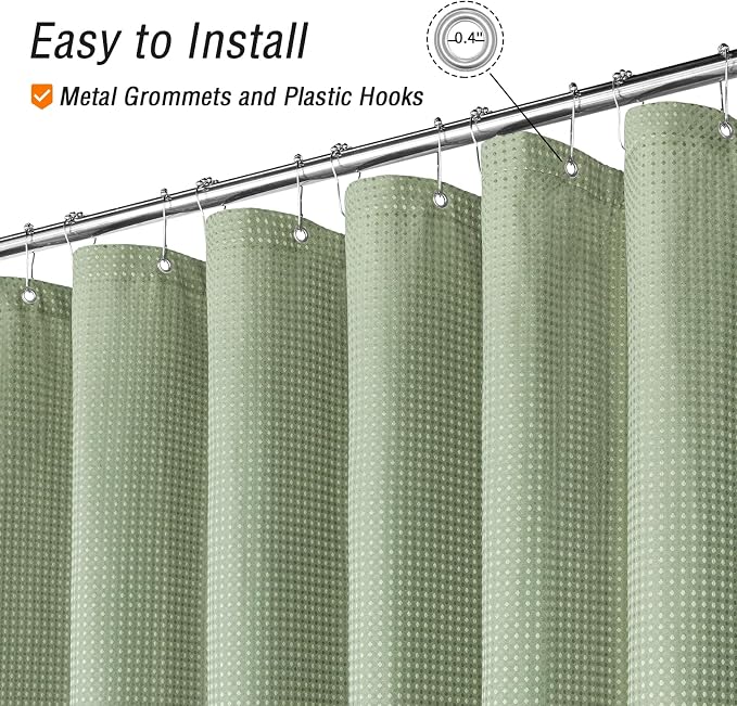 Sage Green Fabric Shower Curtain, 72 X 72 | Cloth-Textured Shower Curtain for Bathroom - Soft Cloth & Hotel Spa Luxury, Water Repellent, Machine Washable
