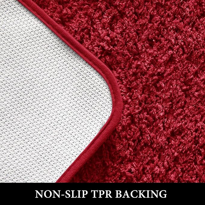 MIULEE Red Bathroom Rugs Soft Small Microfiber Bath Mat 16x24 Inch | Absorbent, Non Slip, Quick Dry, Fluffy Bath Rugs for Bathroom Floor Tub Showers, Machine Washable