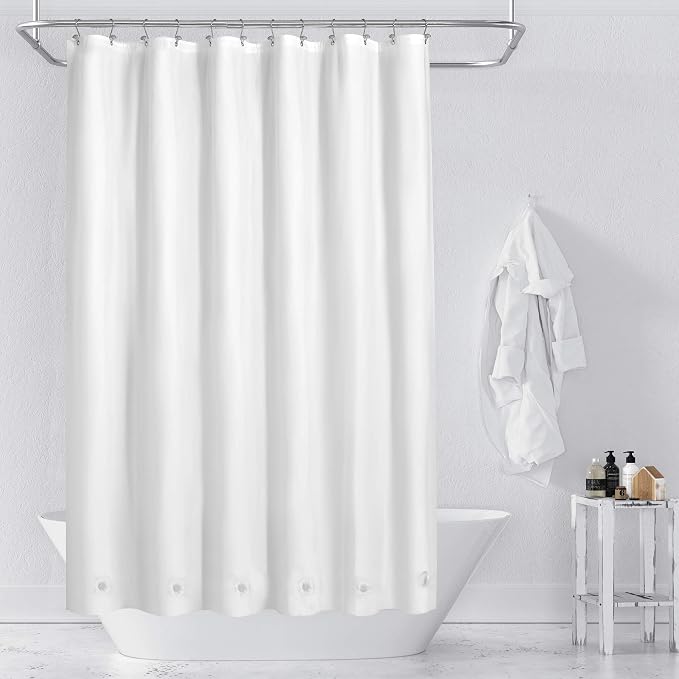 Barossa Design Extra Long Shower Curtain Liner with 6 Magnets, 72x84, White | 8G Heavy Duty PEVA, 6 Bottom Magnets, PVC Free, Metal Grommets, XL Waterproof Shower Liner 72 x 84 Inches for Tall Bathroom