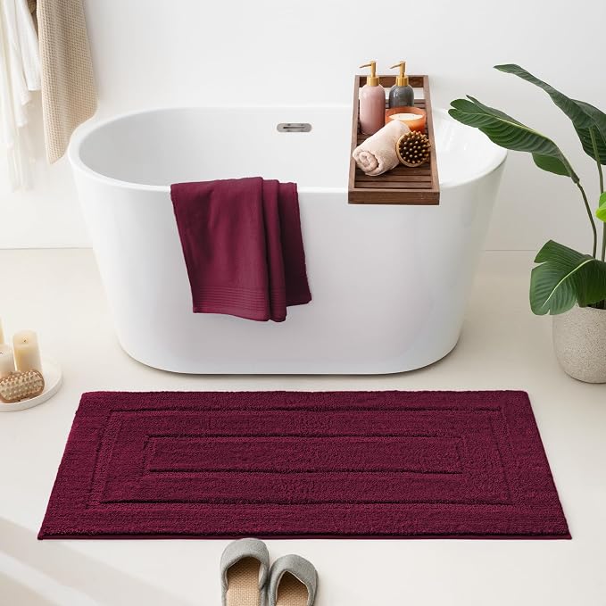 GRANNY SAYS Strawberry Red Bathroom Rug 24" x 48", Non-Slip Bath Mat | Ultra-soft, durable TPR backing for reliable grip, fast water absorption, machine washable for Vanity, Shower, Tub