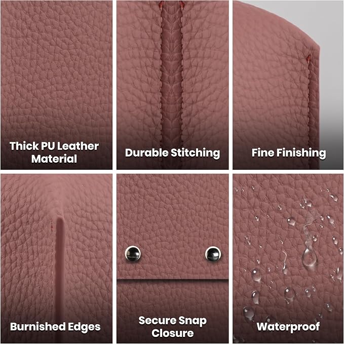 Premium PU Leather Tissue Box Holder - Elegant Hotel-Style Tissue Box Cover for Home, Office & Car Décor, Tissues Cube Organizer for a Natural & Classic Look (Mauve 2 Pack)