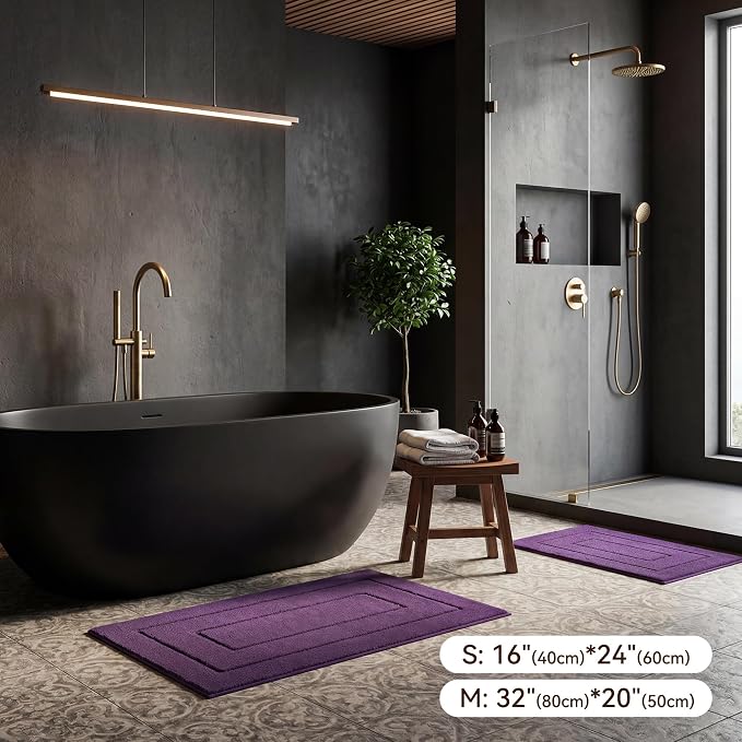 GRANNY SAYS Purple Bathroom Rug 16" x 24", Non-Slip Microfiber Bath Mat | Ultra-soft, with durable TPR backing for reliable grip, fast water absorption, machine washable for small bathroom spaces