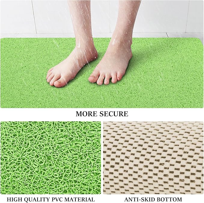 LuxStep Shower Mat Bathtub Mat,Non-Slip Bath Mat with Drain, Quick Drying | 24x36 inch, PVC Loofah Bathmat for Tub,Shower,Bathroom,Grass Green