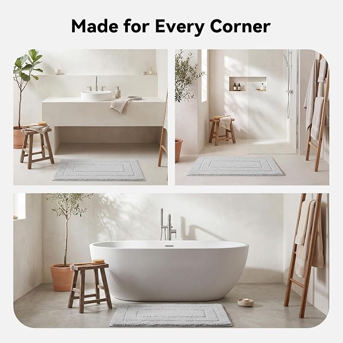 GRANNY SAYS Gray Bathroom Rug 16" x 24", Non-Slip Microfiber Bath Mat | Ultra-soft, with durable TPR backing for reliable grip, fast water absorption, machine washable for small bathroom spaces