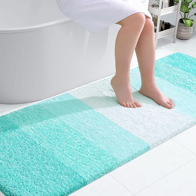 OLANLY Bathroom Runner Rug 70x24, Extra Soft Absorbent Microfiber Bath Rugs | Teal, Non-Slip Quick-Drying Rubber Backing, Machine Washable Long Bath Mat for Floor, Tub and Shower, Home Decor Accessories