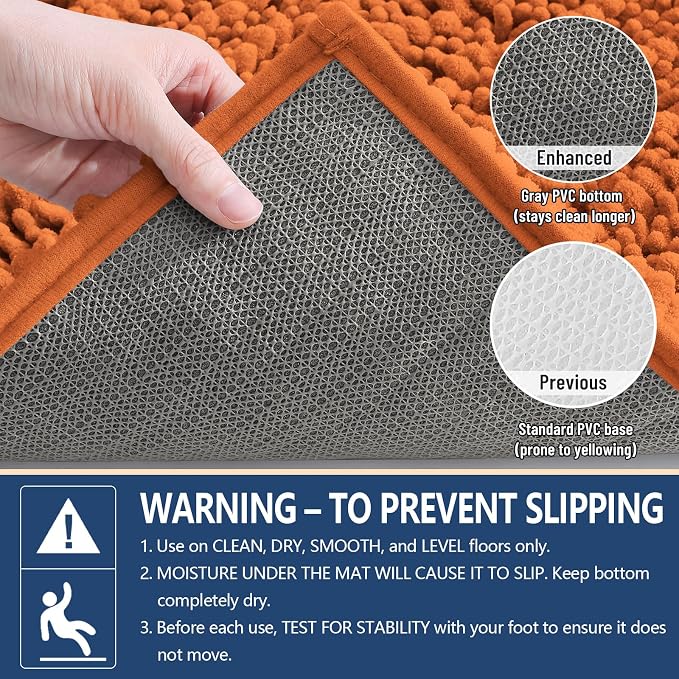 Arotive Bathroom Rugs Mat 34x21, Soft Absorbent Chenille Shaggy Bath Mat | Clay, Machine Wash Dry, Bath Rugs for Bathroom Floor, Tub and Shower, Home Decor Accessories