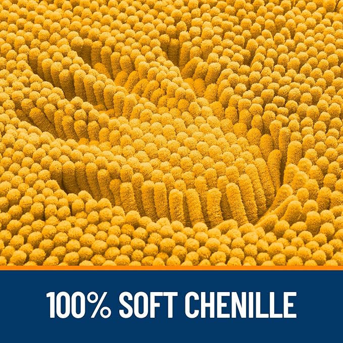 OLANLY Bathroom Runner Rugs 59x24, Extra Soft Absorbent Chenille Bath Rugs | Golden Yellow, Quick-Drying Rubber Backing, Washable Long Bath Mat for Bathroom Floor, Tub and Shower, Home Decor Accessories