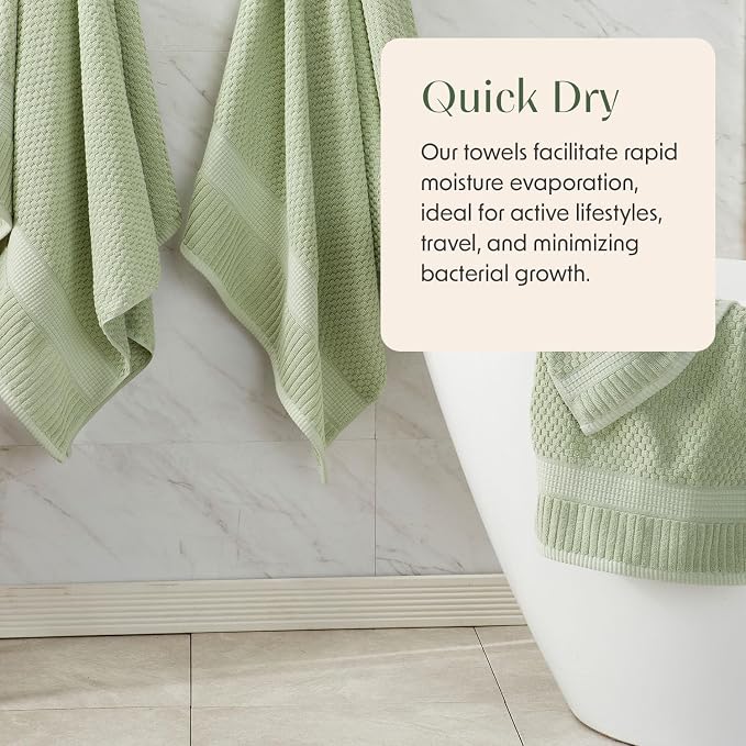 2 Pack Oversized Bath Towels 100% Cotton | Sage Towels | Oeko‑TEX Standard 100 | Soft & Absorbent, Quick‑Dry | Trinity Collection - Sage Green