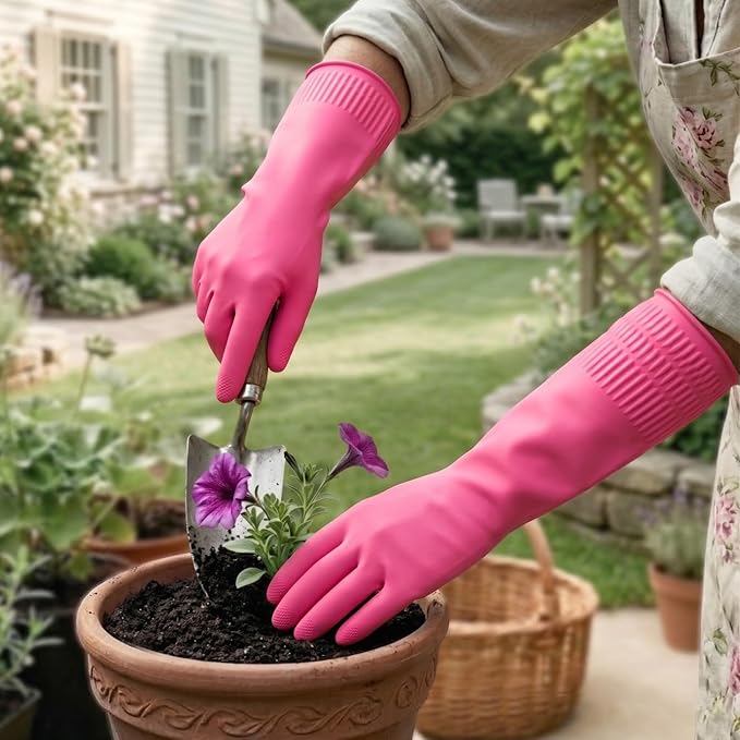 Rubber Dishwashing Gloves, Reusable Cleaning Dish Gloves for Kitchen, Long Cuff for Washing Dishes