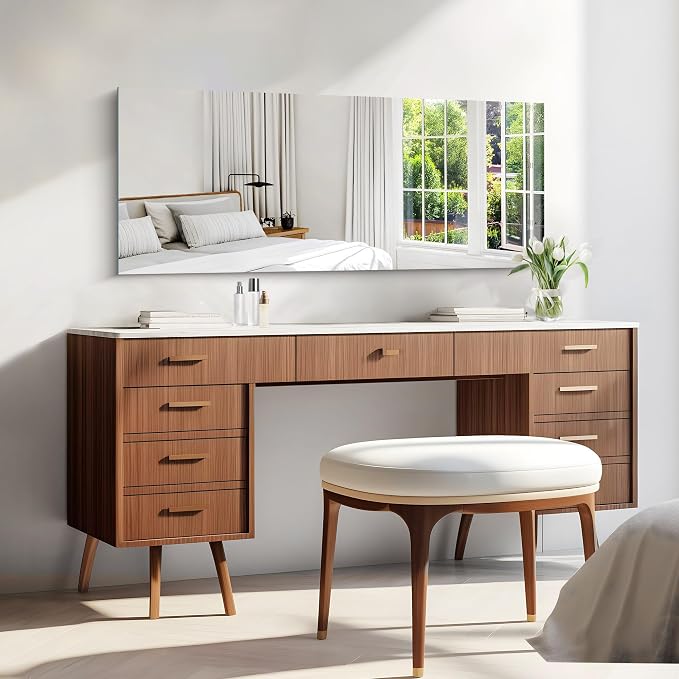 KOCUUY Frameless Mirror, 20x48 Inch Bathroom Mirrors for Over Sink, Large Rectangle Unframed Wall Mirror with Polished Edge, Upgraded 3mm Tempered Glass, Horizontally or Vertically