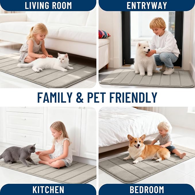 OLANLY Memory Foam Large Bath Mat 70x46, Super Soft Absorbent Bathroom Rugs | Warm Taupe, Quick Dry Bath Rug, Machine Washable Shower Floor Mats, Bathmat Carpet for Bathroom Floor, Tub and Shower