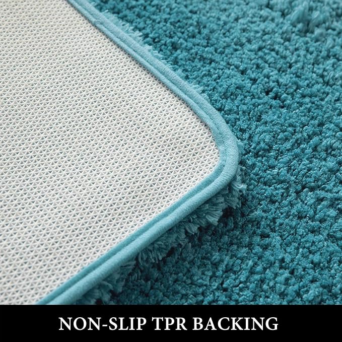 MIULEE Teal Bathroom Rugs Soft Small Microfiber Bath Mat 16x24 Inch | Absorbent, Non Slip, Quick Dry, Fluffy Bath Rugs for Bathroom Floor Tub Showers, Machine Washable