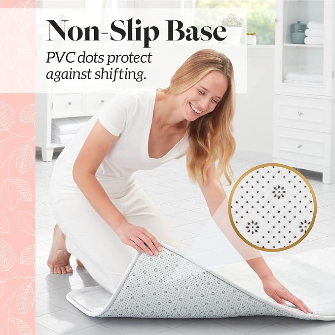 Memory Foam Bath Mat Non Slip Absorbent Super Cozy Velvet Bathroom Rug Carpet (60 inches X 24 inches, White)