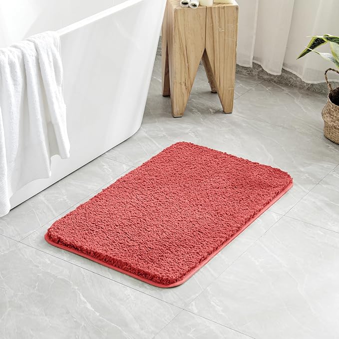 MIULEE Coral Large Bathroom Rugs Soft Microfiber Bath Mat 24x36 Inch | Absorbent, Non Slip, Quick Dry, Fluffy Bath Rugs for Bathroom Floor Tub Showers, Machine Washable