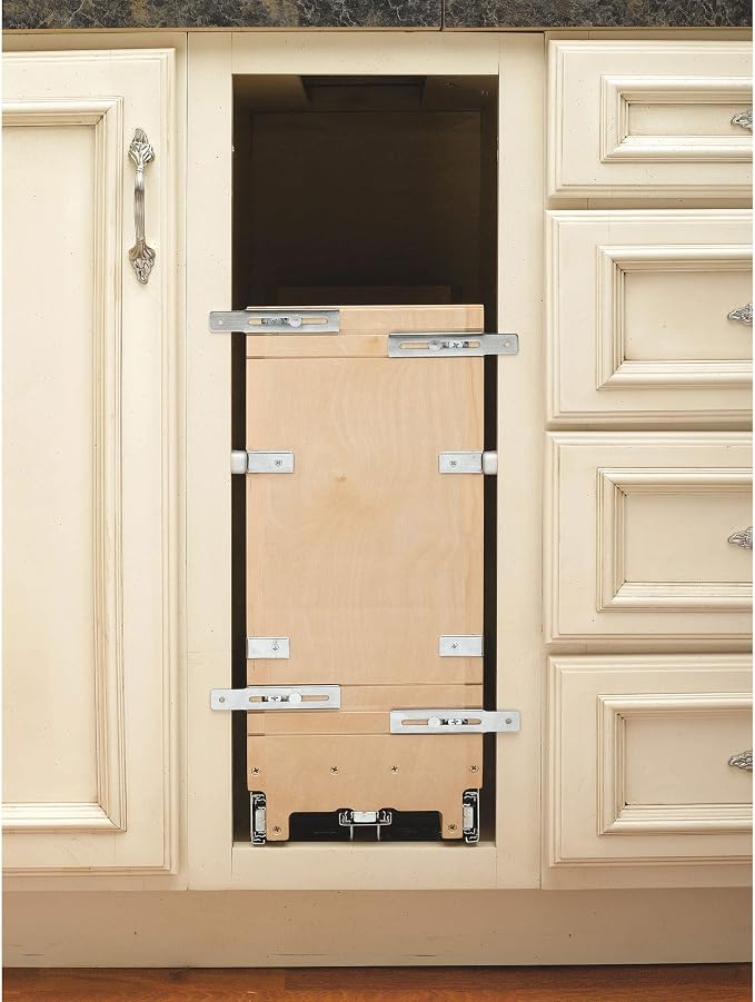 Rev-A-Shelf 5" Pullout Wooden Bakeware Organizer w/Blum Soft-Close for Full Height Base Kitchen Cabinets, Foil Wrap/Tray Divider, Min Opening Width of 5.5", 447-BCSC-5C