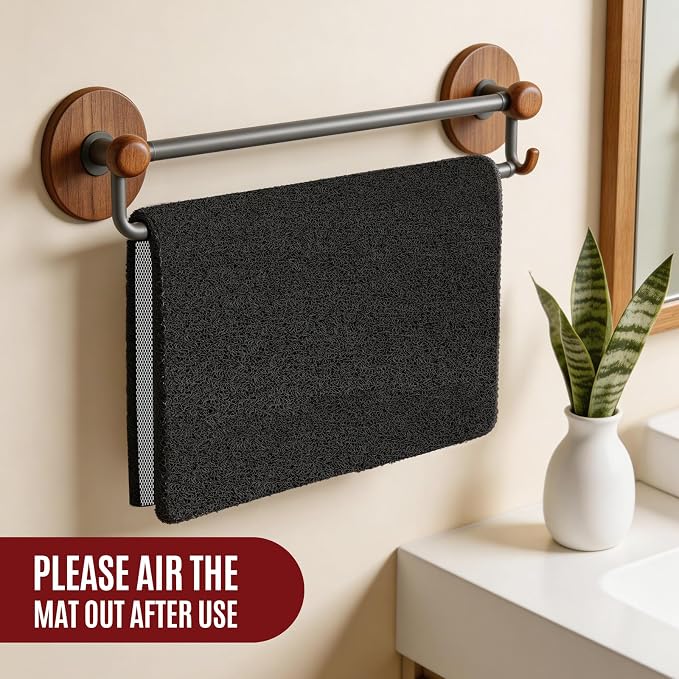 32 * 24in Shower Mat Bathtub Mat Non Slip | Bathmats Non Slip, Quick Drying Foot Scrubber Loofah Mats for Inside Shower, Tub, Bathroom, Home, Black