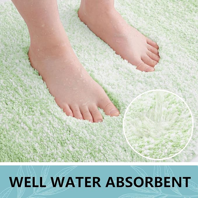 Arotive Microfiber Bathroom Rugs, Shaggy Soft Absorbent Bath Rug, 54x24 | SageGreen, Rubber Backing Thick Plush Machine Washable Dry Bath Mats for Bathroom, Tub and Shower, Rectangular