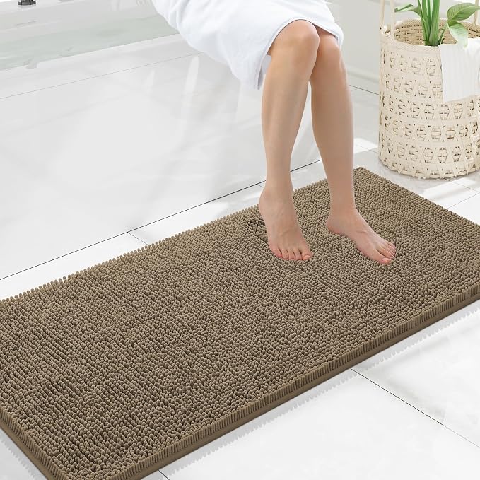 Smiry Bathroom Rugs 47X20, Luxury Chenille Extra Soft Absorbent Bath Mat | Camel, Machine Washable Non-Slip Plush Bath Mats for Bathroom, Tub, Shower, and Floor, Home Decor