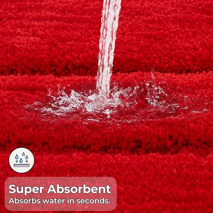 GRANNY SAYS Red Bathroom Rug 16" x 24", Non-Slip Microfiber Bath Mat | Ultra-soft, with durable TPR backing for reliable grip, fast water absorption, machine washable for small bathroom spaces