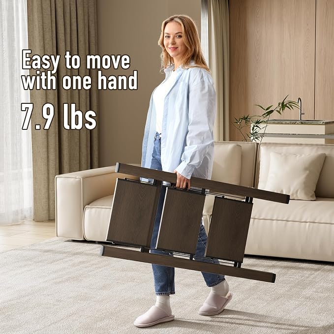 Mayi Plus 3 Step Stool Foldable, Aluminum, Lightweight Step Ladder | Extra-wide anti-slip folding steps with 330 lbs, for home,kitchen,office,outdoor,office,Walnut