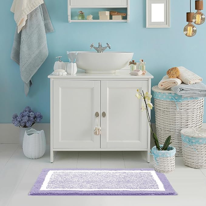 CozeCube Lavender Bath Runner 59"x24" Non Slip Washable Rug | For Bathroom Non Slip, Fluffy Absorbent Microfiber Bath Mats Machine Wash, Stylish Long Aesthetic Bathroom Rugs