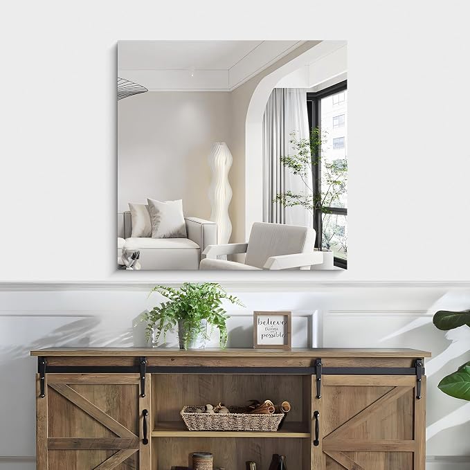 KOCUUY Frameless Mirror, 30"x30" Square Bathroom Mirror for Over Sink, Upgraded Shatterproof Vanity Mirror Unframed Design for Bedroom, Living Room, Entryway