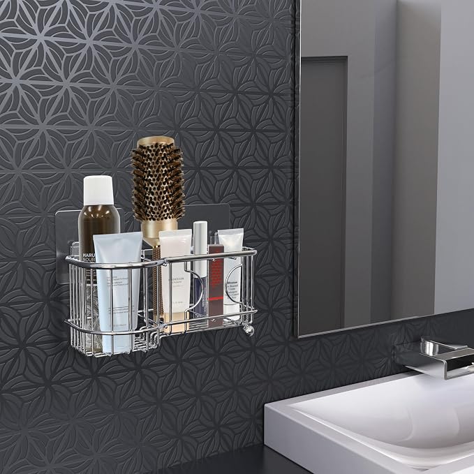 Simple Houseware Stainless Steel 6 Slots Adhesive Wall Toothbrush Holder | (3.4" D x 7.8" L x 3.8" H)
