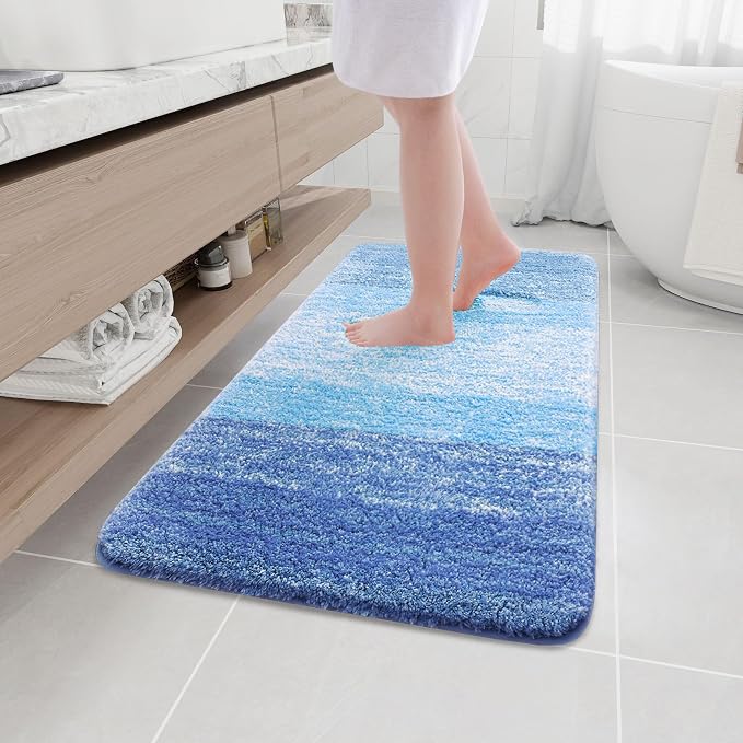 Arotive Microfiber Bathroom Rugs, Shaggy Soft Absorbent Bath Rug, 44x24 | LightRoyalBlue, Rubber Backing Thick Plush Machine Washable Dry Bath Mats for Bathroom, Tub and Shower, Rectangular