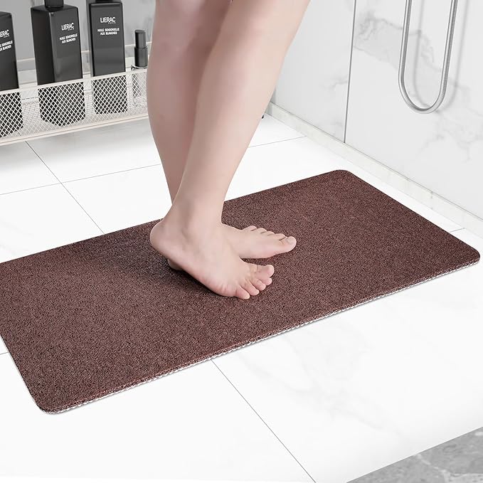 Hargiis Non-Slip Bathtub Mat, Anti Slip Shower Mat, Fast Drying Bathtub Mats, Foot Scrubber Mat, Anti Slip Mat for Tub, Floor, Bathroom, Kitchen, Home, Hotel (Brown 36"×24")