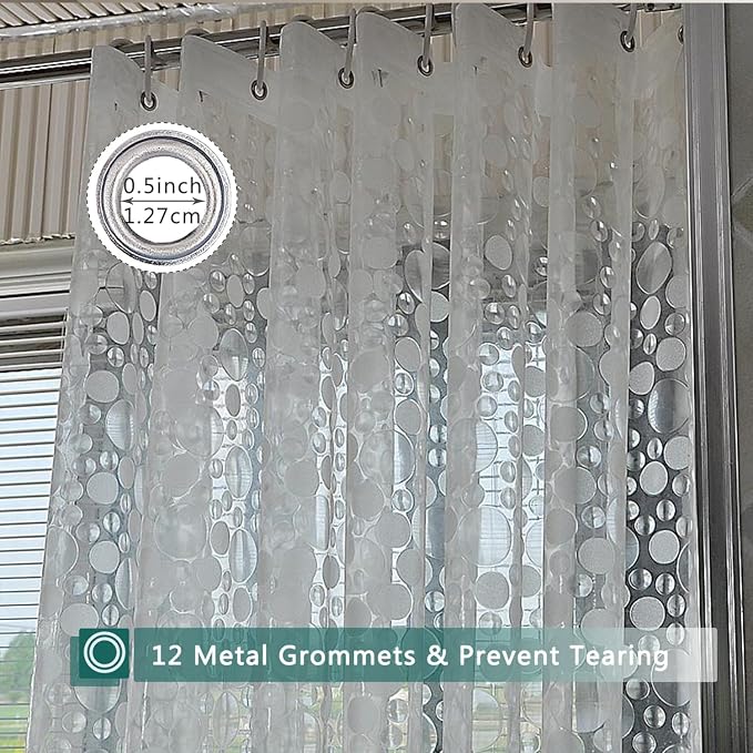 Shower Curtain Liner, 100% Waterproof Peva Shower Curtains with 3 Duty Heavy Bottom Magnets and 12 Rust Proof Grommets, 72x72 Weighted Shower Liner for Shower Stall, Bathtubs