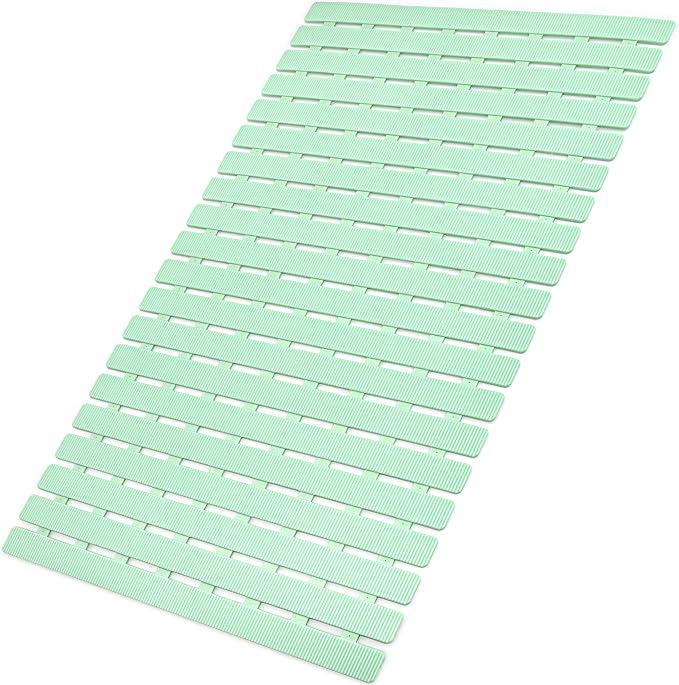 MBOSS Bath Tub Shower Mat Non Slip Bathtub Mats for Bathroom Shower Floor Mat Bath Mats for Shower Tub Anti Slip Shower Mat with Drain Hole and Large Suction Cups (Mint Green, 27.5 X 15.7 Inch)