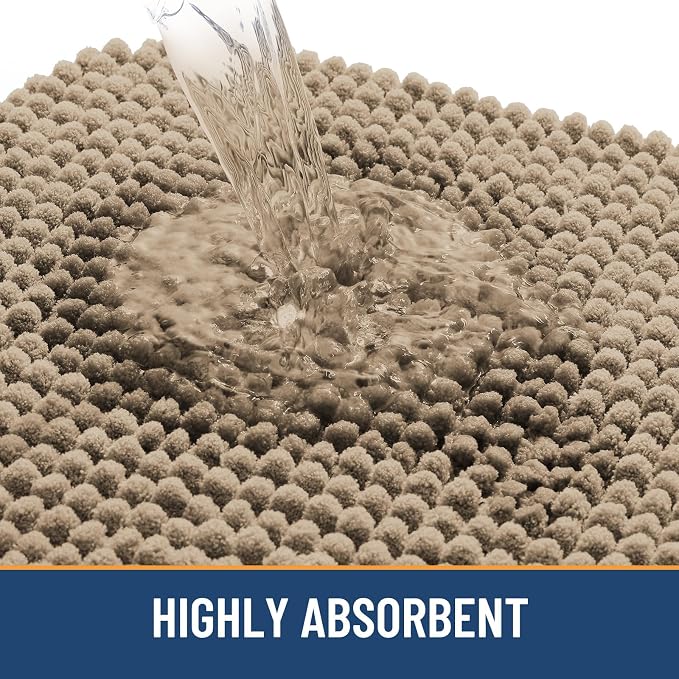Arotive Chenille Bathroom Rugs 24x16, Soft Absorbent Bath Mat, Camel | Rubber Backing, Machine Washable Dry Bath Mats for Bathroom Floor, Tub and Shower, Home Decor Accessories