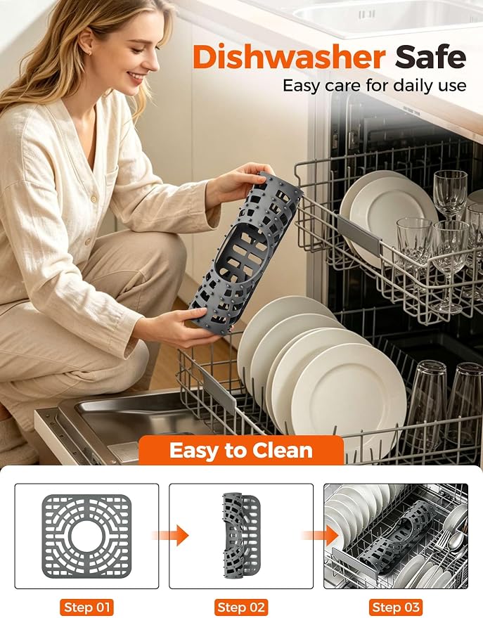 Snuggery Silicone Sink Protector for Kitchen Sink, 11"x12" Center Drain | Scratch protection, cushions fragile dishes and glassware, dishwasher safe, food-grade silicone, 446°F heat resistant