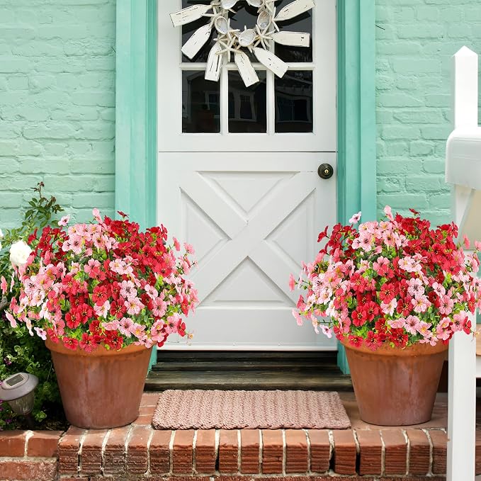 AGIRL Artificial Flowers Outdoor UV Resistant Fake Plant Garden Patio Decor | 16 Bundles,No Fade Plastic Faux Flowers for Hanging Planters front porch yard Indoor Outside,grave decorations for cemetery