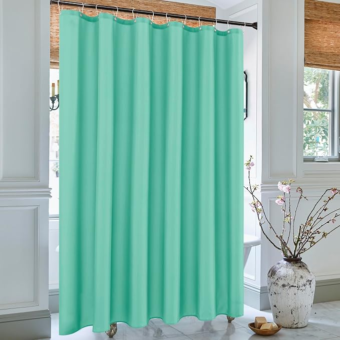 Biscaynebay Quality Fabric Shower Curtain Liners 72 Inch by 72 Inch, Teal Water Resistant Bathroom Curtains Rust Resistant Grommets & Weighted Bottom Hem Machine Washable