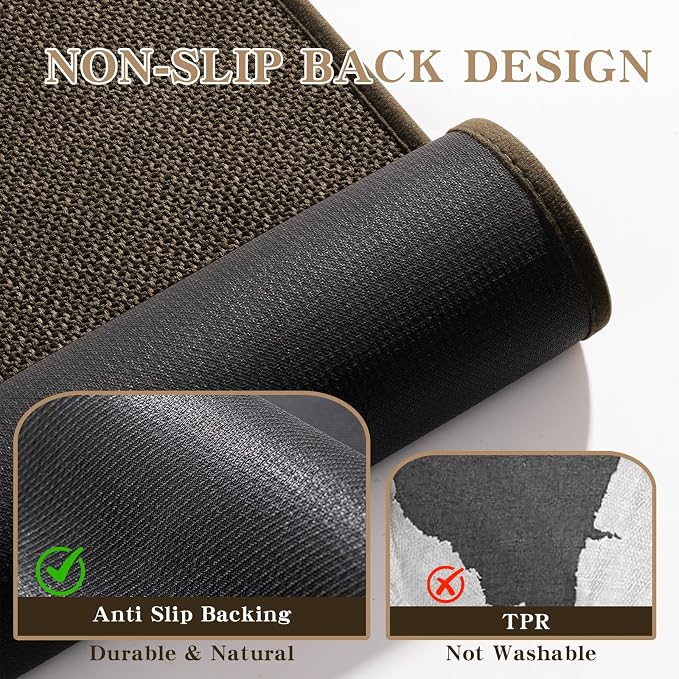 Bathroom Rugs Mat U-Shaped 24x17, Ultra ThinNon Slip Bath Mat Small Quick Dry Absorbent Bath Matfor Bathroom Floor, (Brown, U-24"x17")