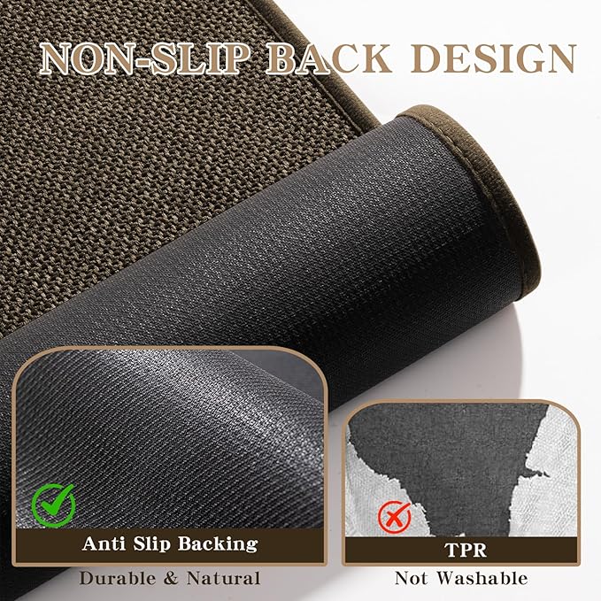 Bathroom Rugs Mat 47x17, Ultra Thin Non Slip Bath Rug Runner Quick Dry Absorbent Bath Mat for Bathroom, (Brown, 47"x17")
